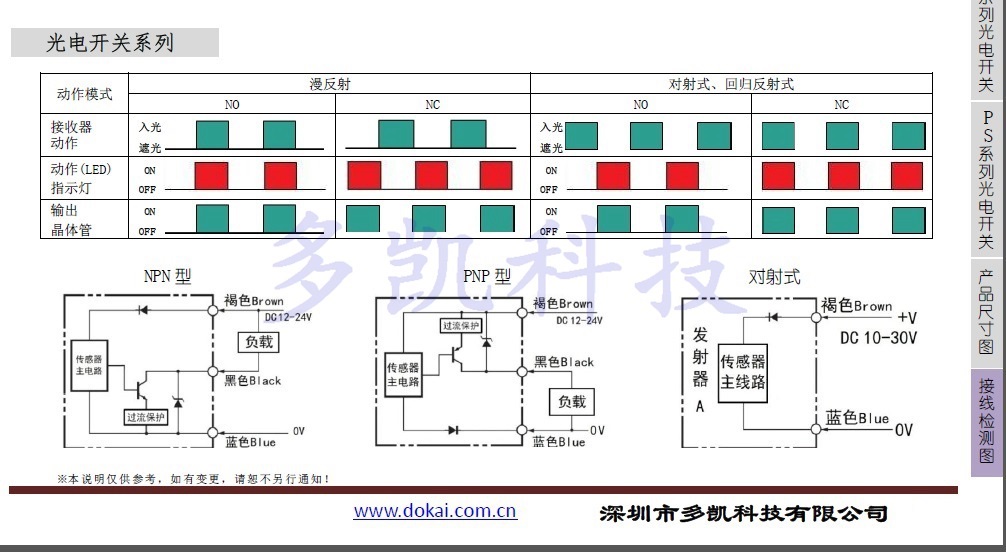 光電開關(guān) 傳感器 接線圖